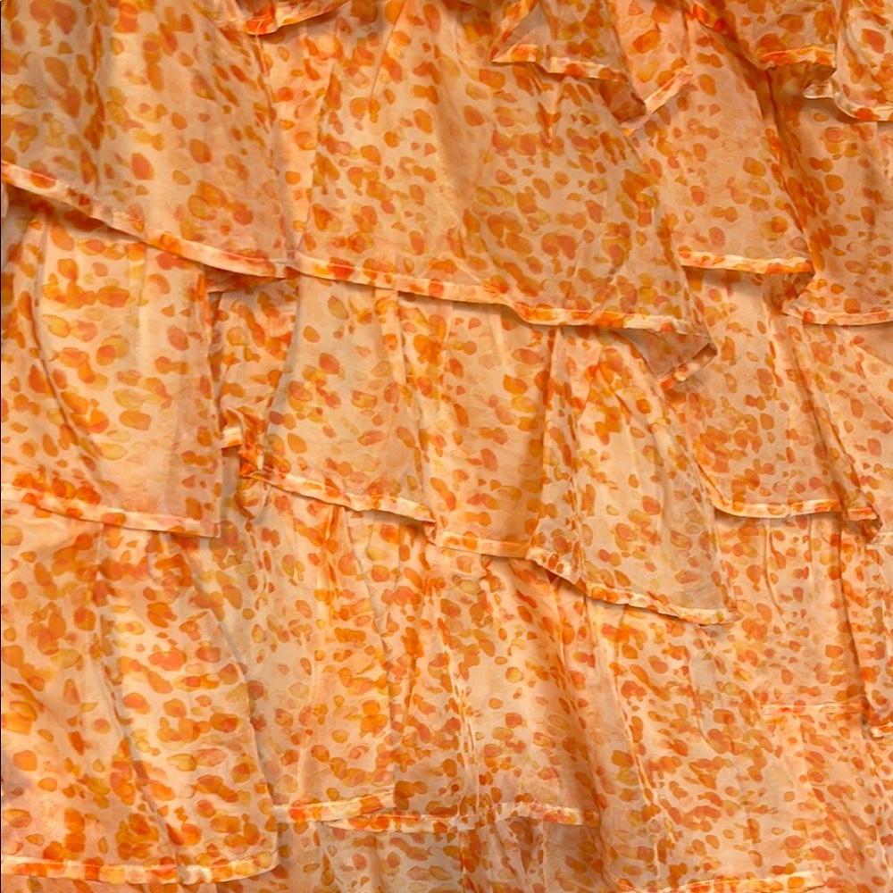 Elegant One-Shoulder Orange Ruffle Dress - Picture 8 of 9